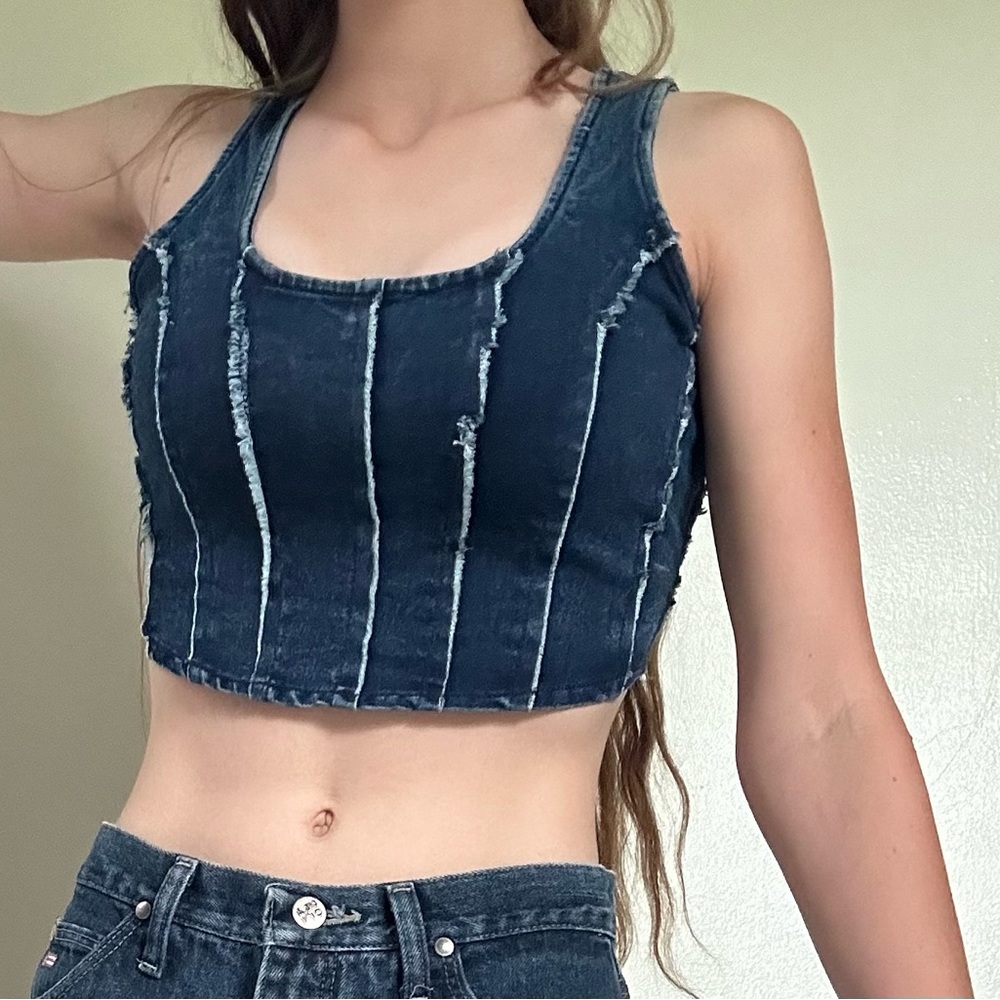 Distressed Denim Corset